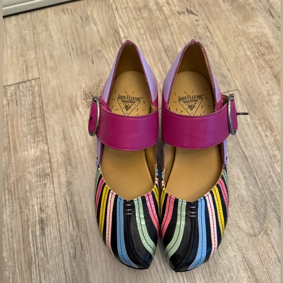 Rare John Fluevog Colorful Striped Women's Heels (Guide) - Picture 2 of 4